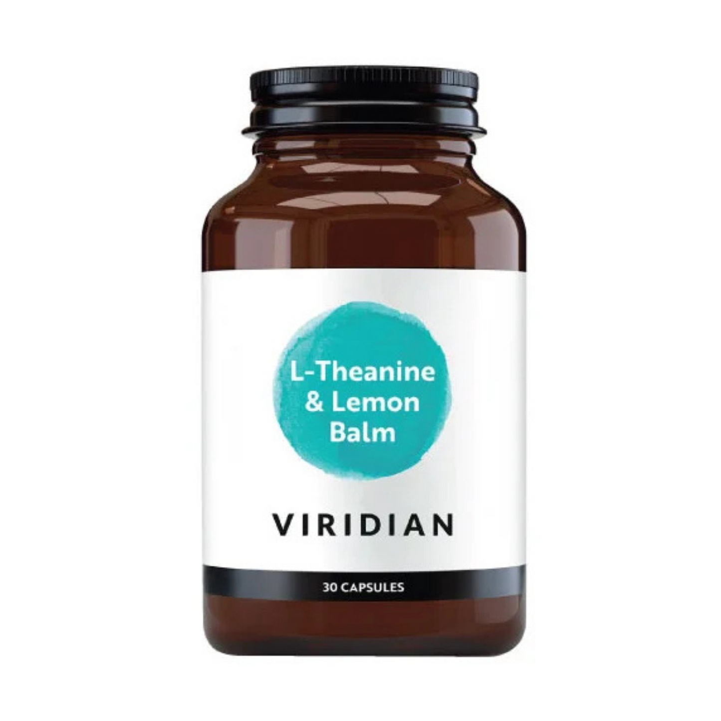 Viridian L-Theanine & Lemon Balm 30 capsules dietary supplement for better sleep in amber bottle