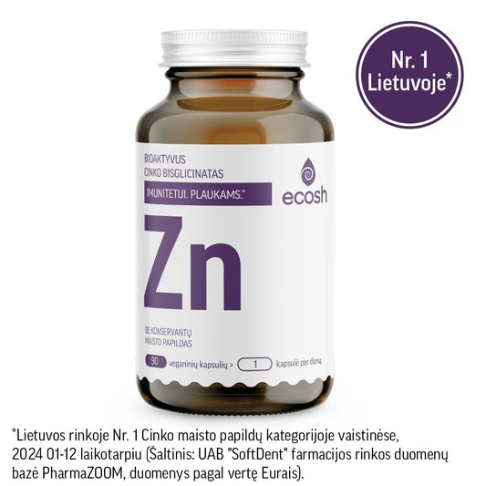 ECOSH bioactive Zinc, bisglycinate 25 mg, 90 capsules