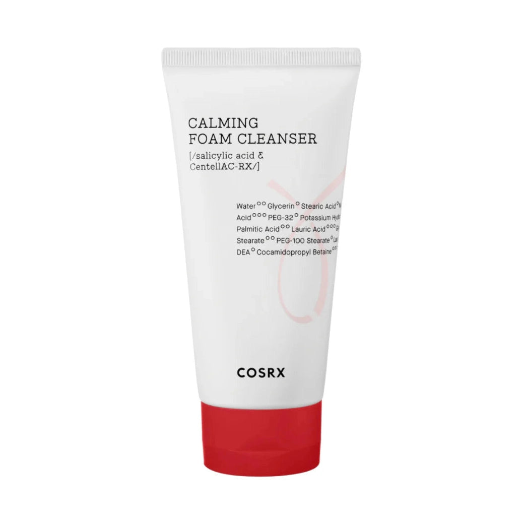 COSRX AC Collection Calming Foam Cleanser with salicylic acid and CentellAC-RX in white tube