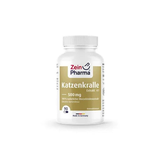 Zein Pharma Uncaria tomentosa 500mg tablets in white bottle