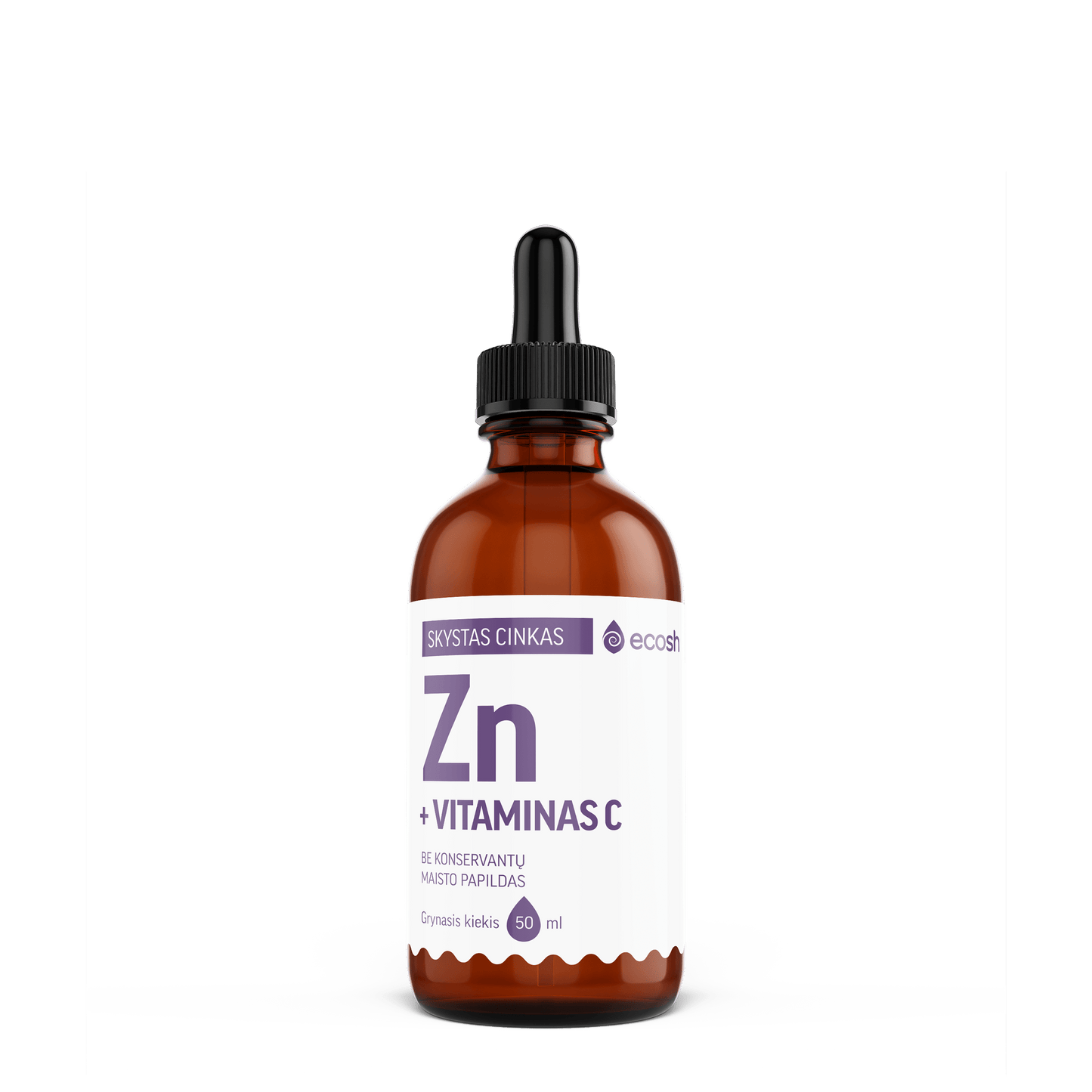 ECOSH bioaktyvus skystis cinko bisglicinatu su vitaminu C, 50 ml