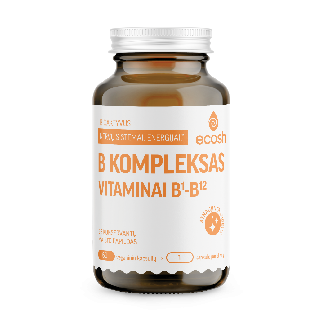 ECOSH bioaktyvus B grupės vitaminų kompleksas, 60 kapsulių