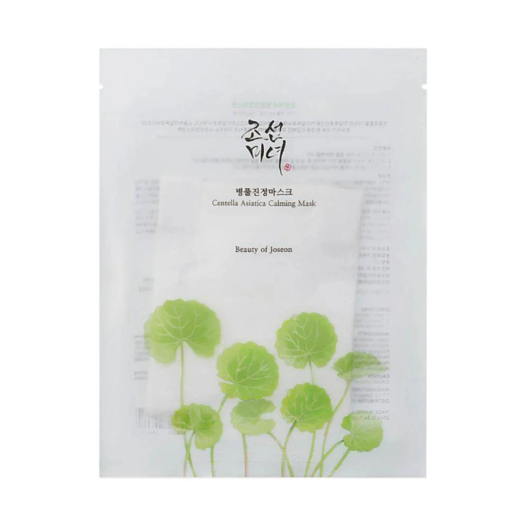 Beauty of Joseon Centella Asiatica Calming Face Mask pouch with green botanical illustrations