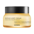COSRX Full Fit Propolis Light Cream in translucent amber jar with black lid showing light-yellow formula