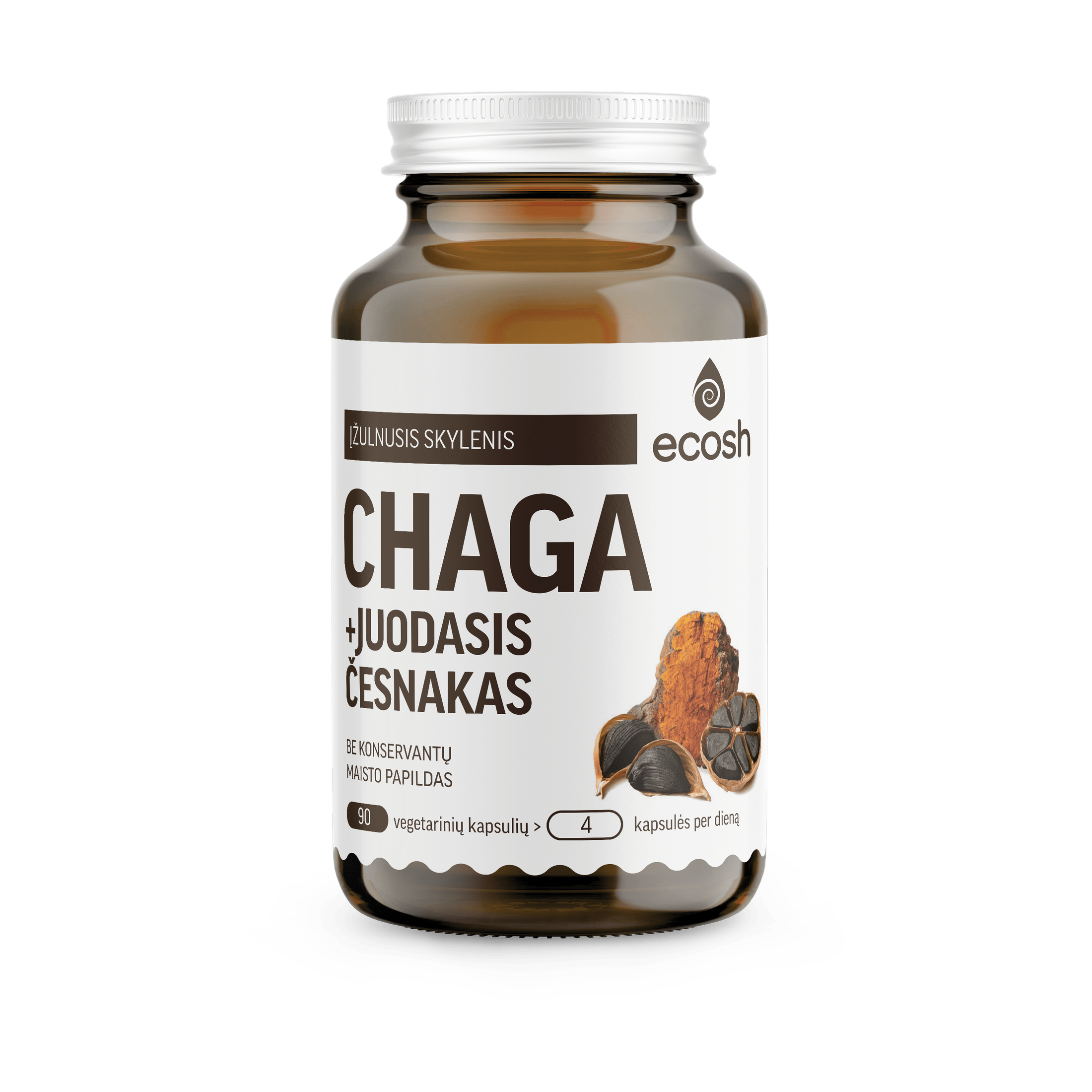 ECOSH Chaga with Black Garlic 90 vegetarian capsules for immunity support