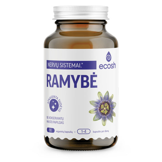 ECOSH Calm, su rodiolės ir pasifloros ekstraktais bei aminorūgštimis, 90 kapsulių