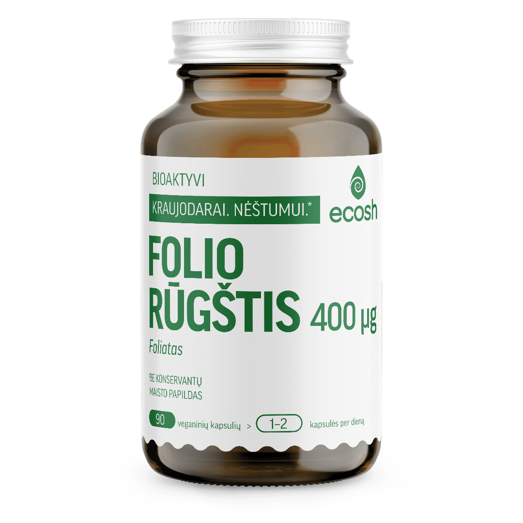 ECOSH bioaktyvioji folio rūgštis (folatas), 400 µg, 90 kapsulių