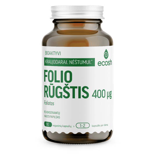 ECOSH bioaktyvioji folio rūgštis (folatas), 400 µg, 90 kapsulių