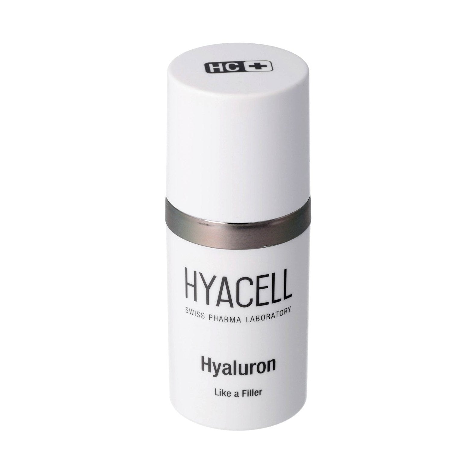 HYACELL Swiss Pharma Lab hyaluronic acid serum in clinical white packaging