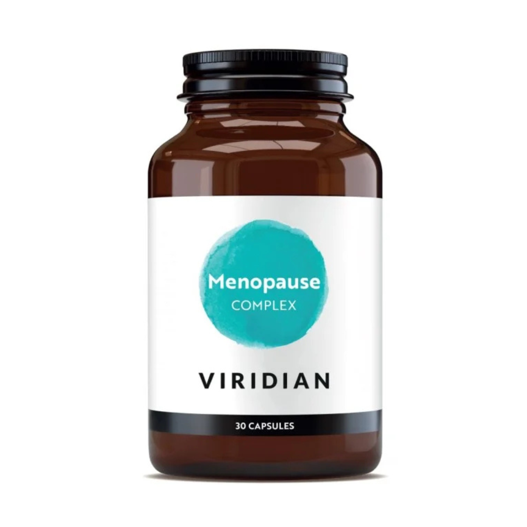 Viridian Menopause Complex 30 capsules in amber glass bottle with teal label