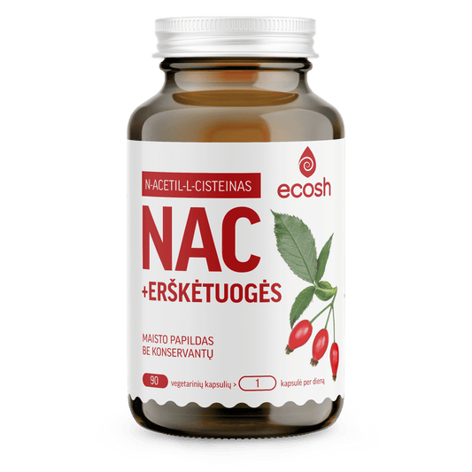 ECOSH N-acetilcisteinas (NAC) su erškėtuogėmis, 90 kapsulių