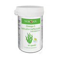 Norsan Omega-3 Vegan capsules in white bottle with green algae label