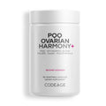 Codeage PQQ Ovarian Harmony+ supplement bottle with pink and black label showing 120 vegetable capsules