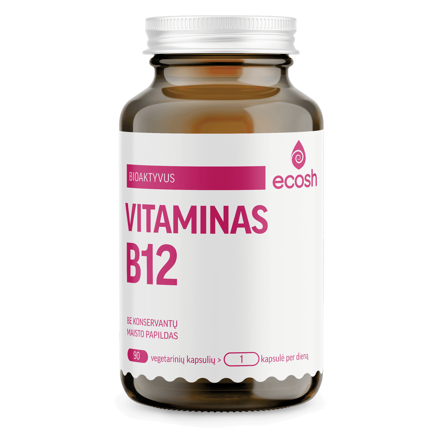 ECOSH bioaktyvus vitaminas B12, 1200 µg, 90 kapsulių