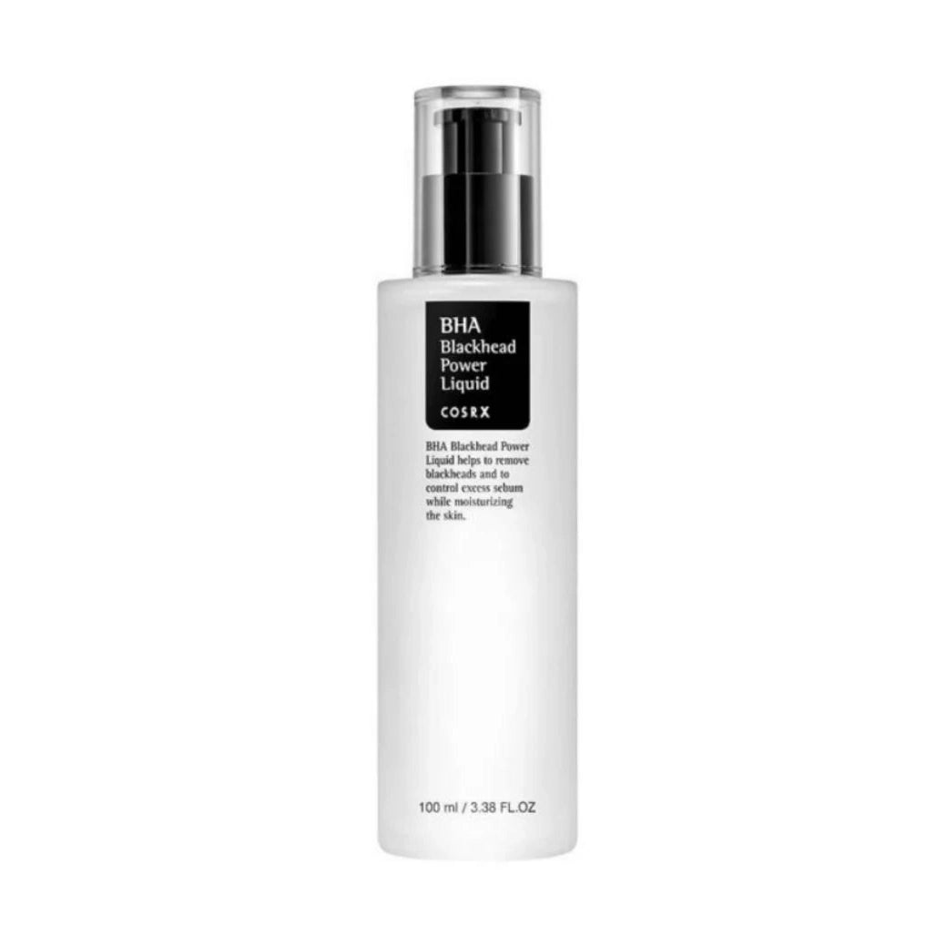 COSRX BHA Blackhead Power Liquid 100ml white bottle with pump for blackhead removal and sebum control