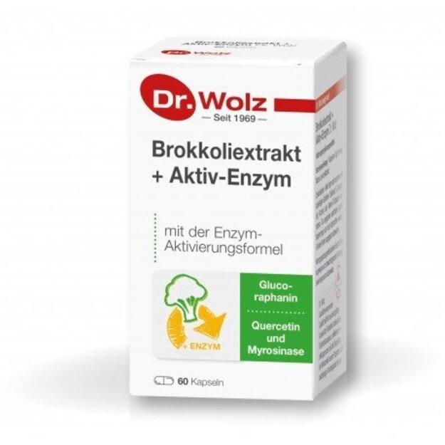 DR. WOLZ BROKKOLI EXTRAKT + AKTYVUS FERMENTAS, KAPS. N60