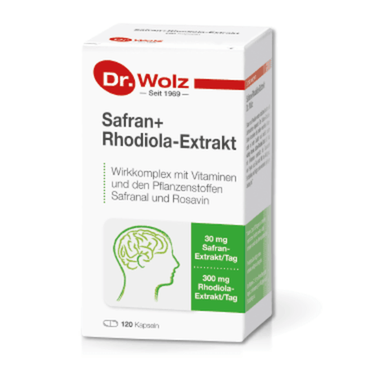DR. WOLZ ŠAFRANAS + RODIOLAS EKSTRAKTAS, 120 kapsulių