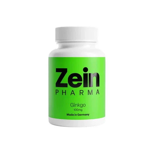 Zein Pharma Ginkgo Biloba 100mg white bottle with green label