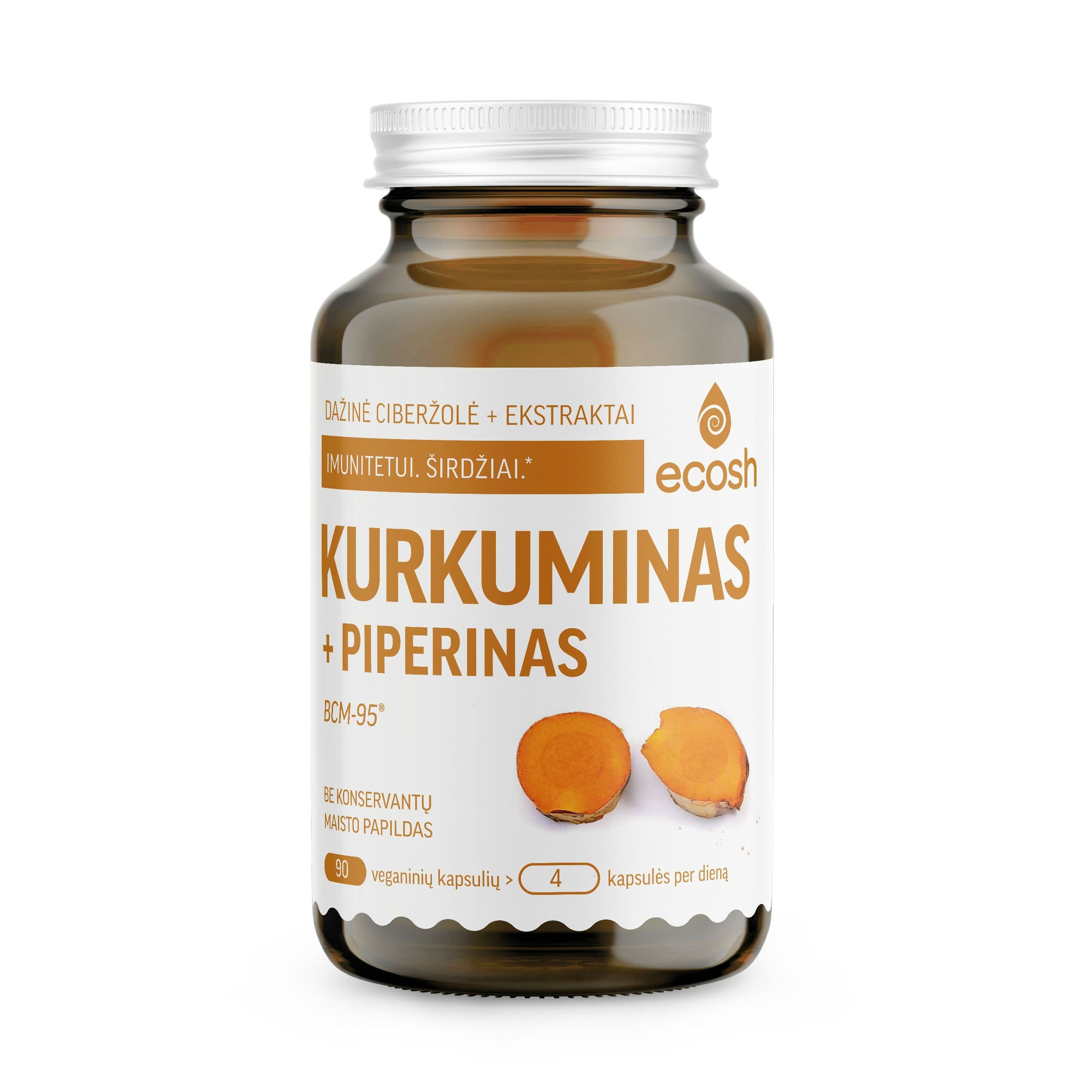 ECOSH kurkuminas su BCM-95® ekstraktu ir piperinu, 90 kapsulių