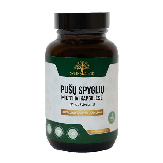 Pušų spyglių milteliai veganiškose kapsulėse