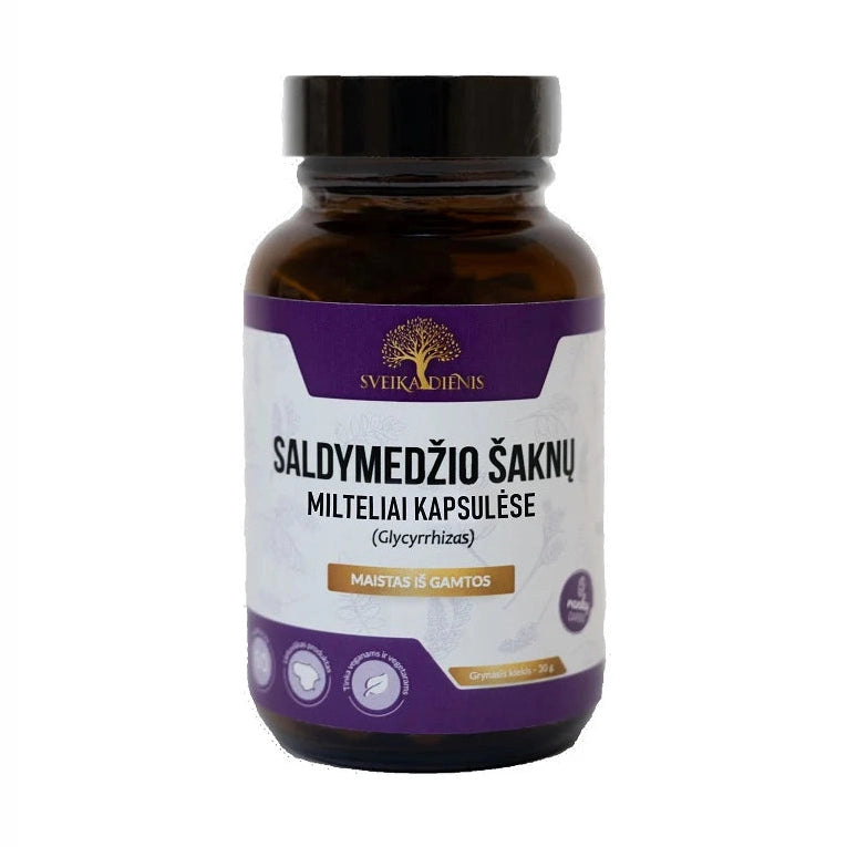 Sveikadienis licorice root powder vegan capsules for immunity and respiratory health