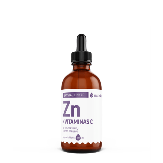 ECOSH bioaktyvus skystis cinko bisglicinatu su vitaminu C, 50 ml